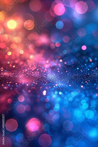 Colorful lights create a blurred bokeh effect against an abstract background with a shallow depth of field.