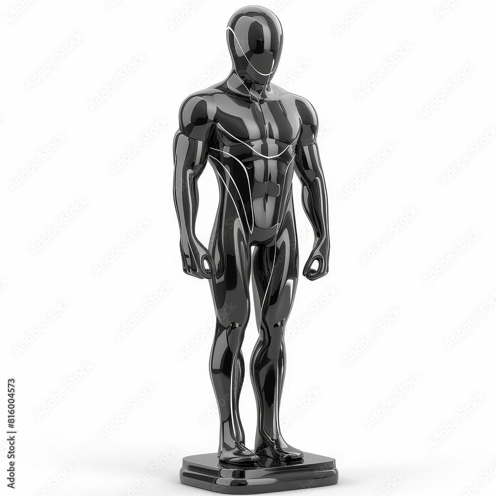 a black mannequin standing on a base a black mannequin standing on a base