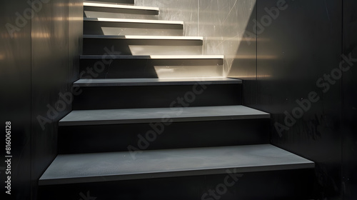 Black modern staircase stairs with beautiful light and floor   Generative AI