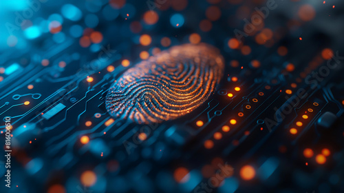 abstract background fingerprint with blurred on background, cyber security concept, technology for data security system,