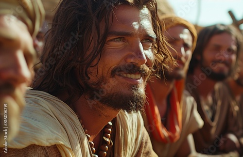 Jesus speaking to his disciples, in the realistic style of biblical narrative. in the film The Newberg Glude photo