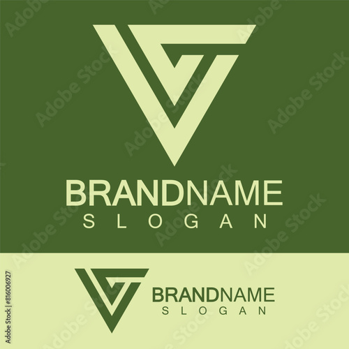 Creative letter CV or VC monogram logo inverted triangle shape.