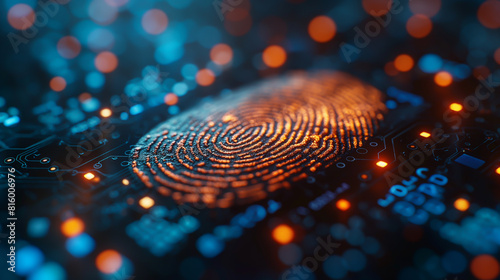 abstract background fingerprint with blurred on background, cyber security concept, technology for data security system,