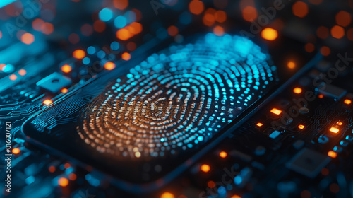 abstract background fingerprint with blurred on background, cyber security concept, technology for data security system,