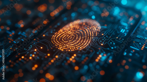 abstract background fingerprint with blurred on background, cyber security concept, technology for data security system,