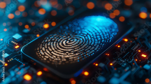 abstract background fingerprint with blurred on background, cyber security concept, technology for data security system,