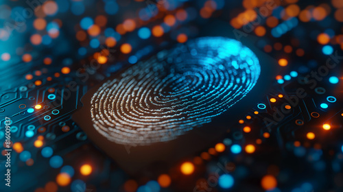 abstract background fingerprint with blurred on background, cyber security concept, technology for data security system,