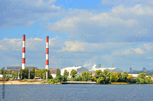 Chimney of thermal power plant (TES) № 5 in Kyiv, Ukraine