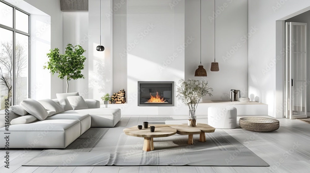 modern scandinavian loft living room interior with fireplace minimalist home design modern scandinavian loft living room interior with fireplace minimalist home design