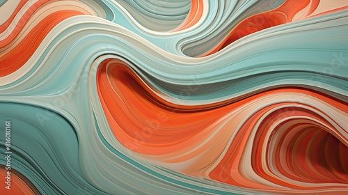 Ripples of turquoise and coral creating a sense of fluidity