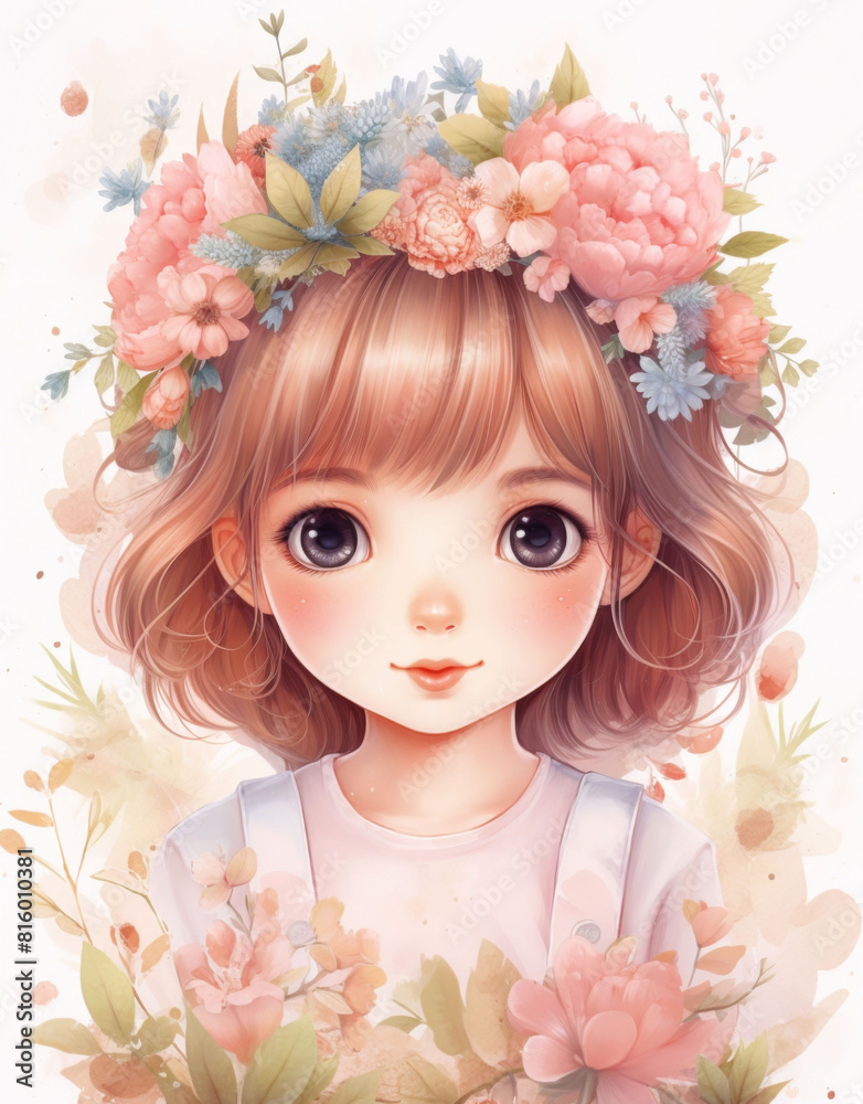 Cute girl with flowers 