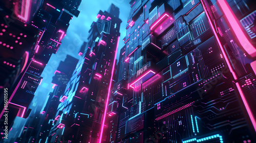 A futuristic neon city background - Lights design