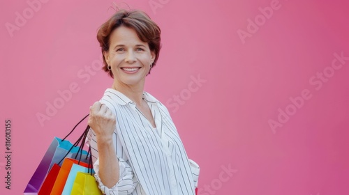 Woman With Colorful Shopping Bags photo