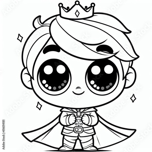 Discover the charming world of this adorable cartoon prince! Perfect for children's books, greeting cards, and more. Add a touch of royalty to your projects today photo