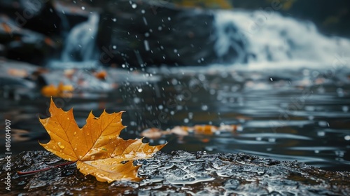 Maple leaf falls during autumn © AkuAku