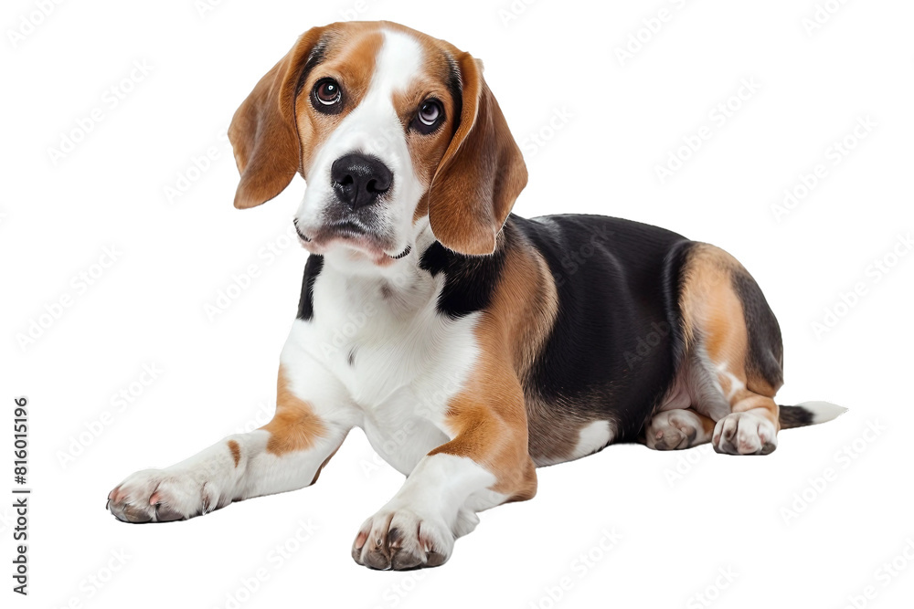 Playful Beagle Portrait on transparent background