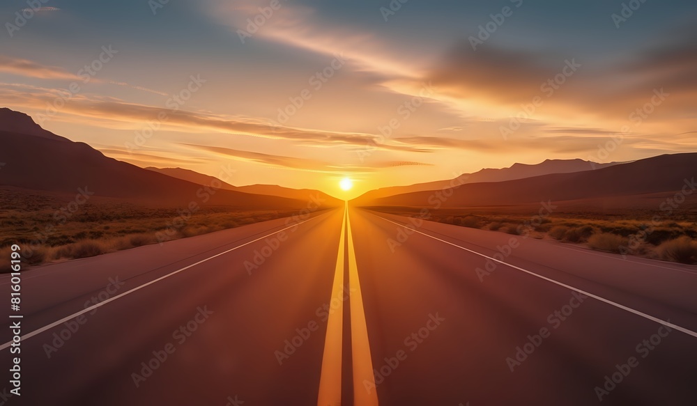 Beautiful low level view of an empty road with mountain in background while sunset or sunrise. Beautiful low level view of an empty road with mountain in background while sunset or sunrise.