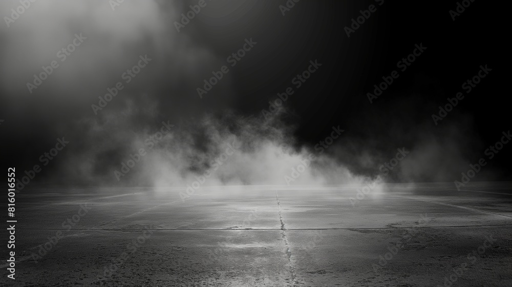 White smoke on concrete ground with dark background White smoke on concrete ground with dark background