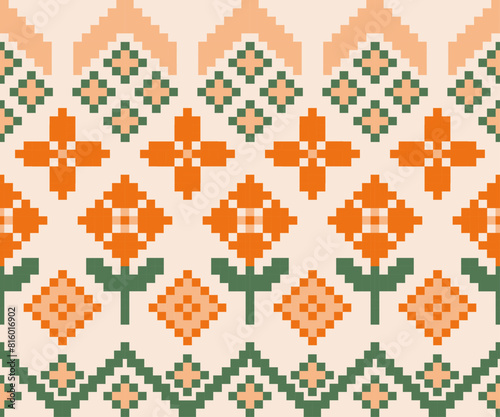 Cross-stitch fabric pattern for textile design. Clothing, background pattern. 