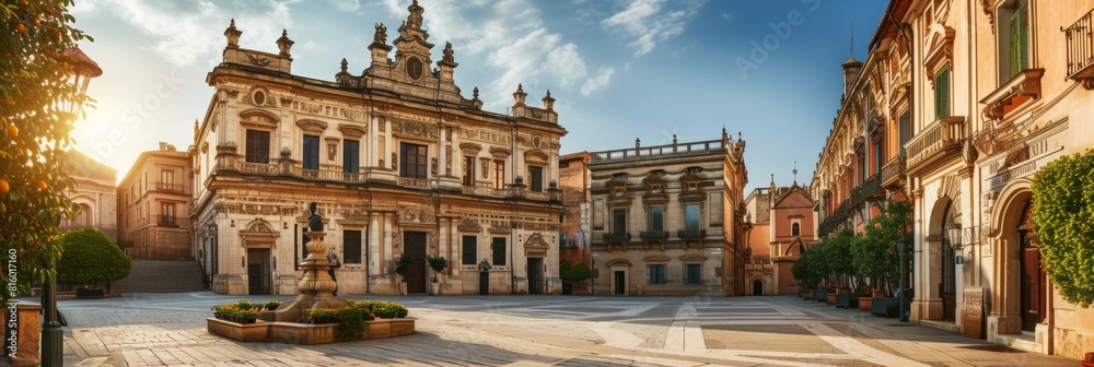 Obraz premium The fairytale town hall on the main square, its grandeur enhanced by decorative details