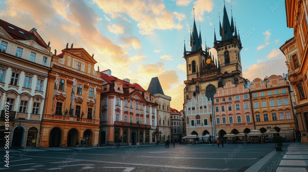 Obraz premium The fairytale town hall on the main square, its grandeur enhanced by decorative details
