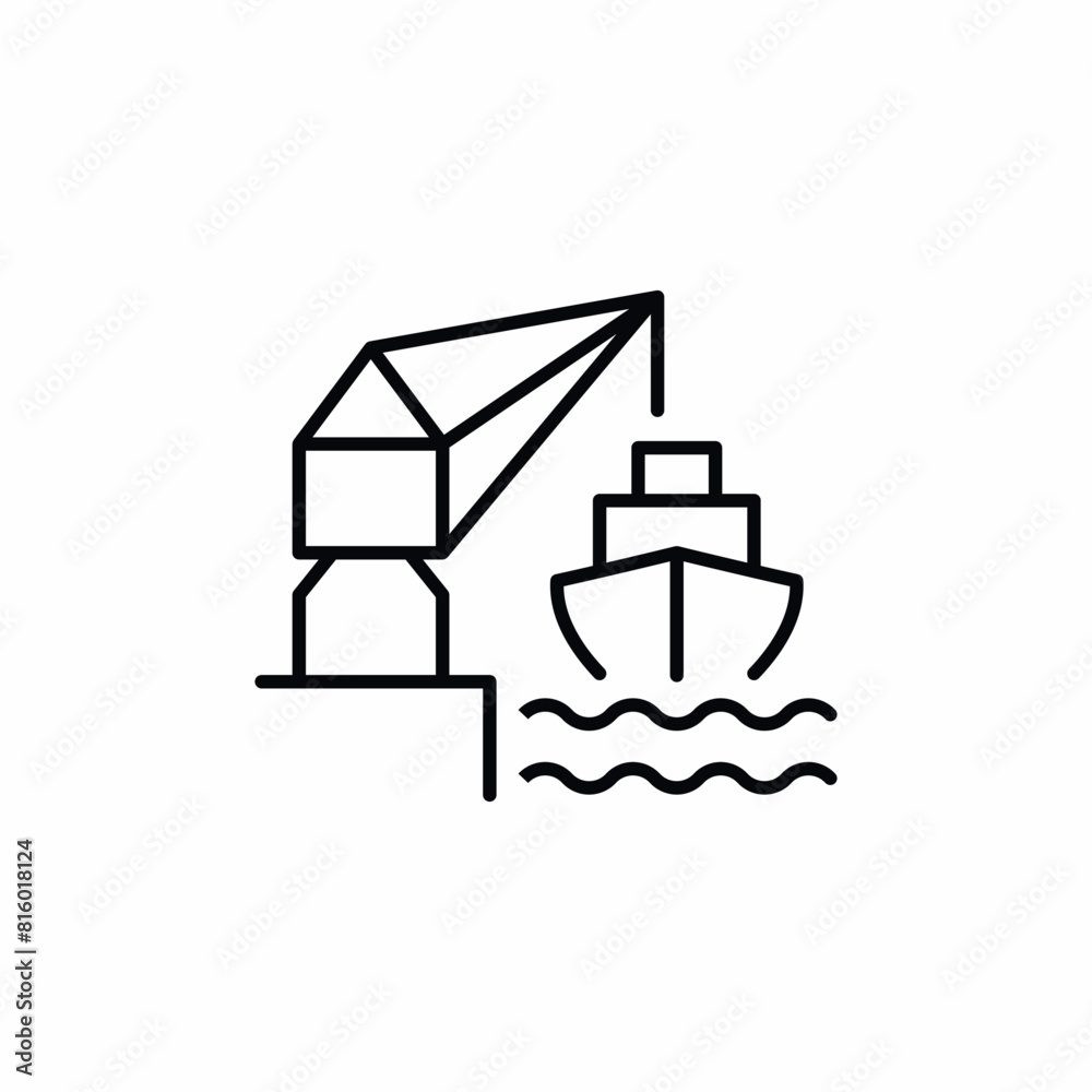 ship cargo crane port icon ship cargo crane port icon