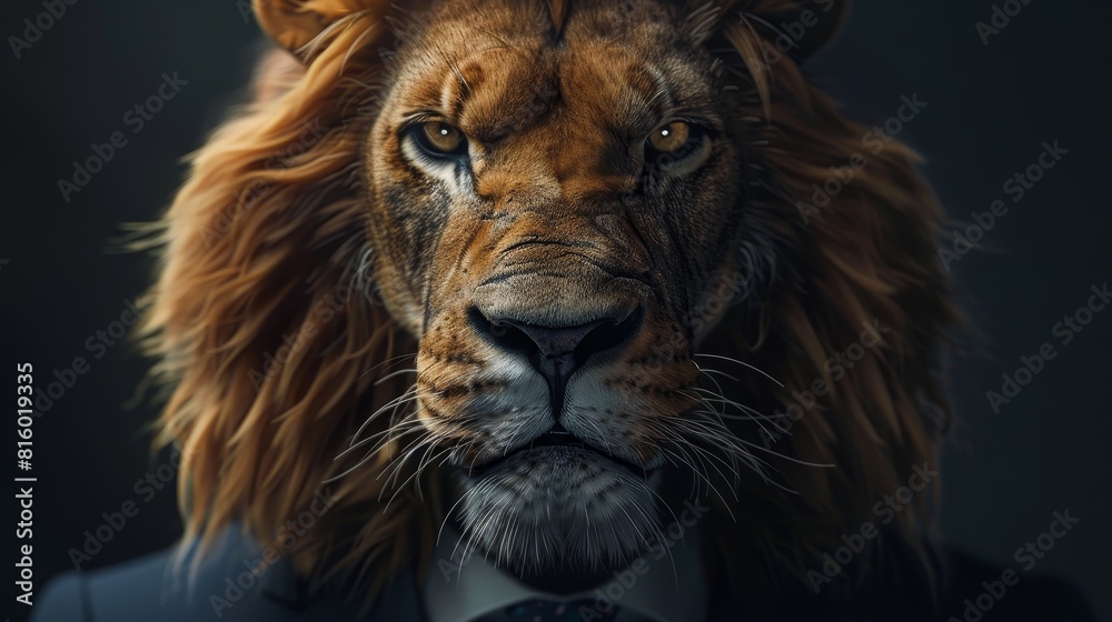 Fototapeta premium Portrait, leo businessman in a business suit, business concept