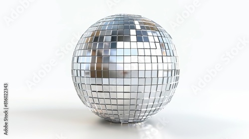 shimmering silver disco mirror ball isolated on white background perfect for adding a touch of retro glamour to designs