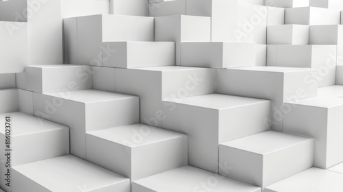 3d Minimalist Cuboids Arranged in an Organized Configuration  Emphasizing Minimalism and Order