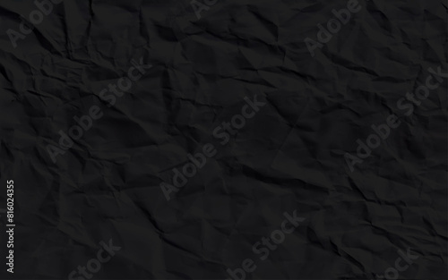 Black crumpled paper texture. Crumpled black paper texture image. Vector 