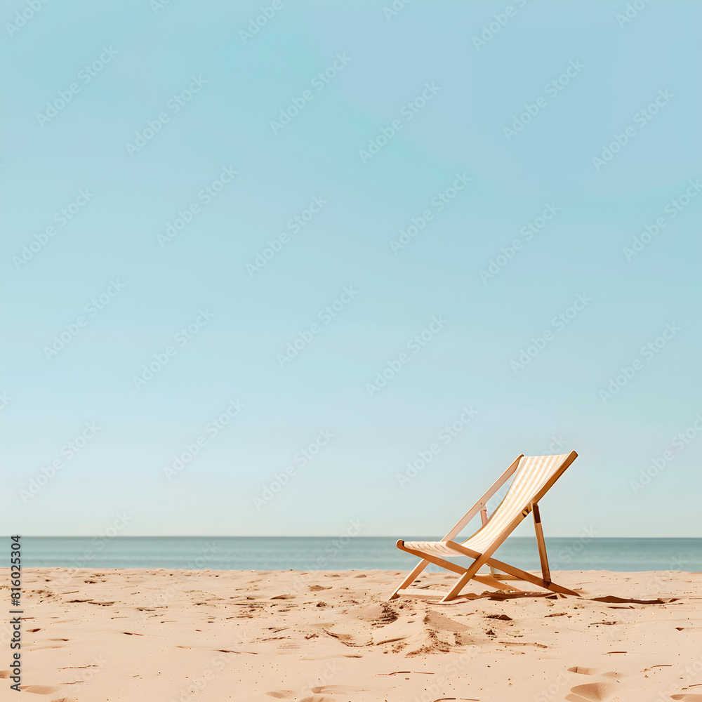 Beach chair on sand. Summer holiday travel vacation concept. 