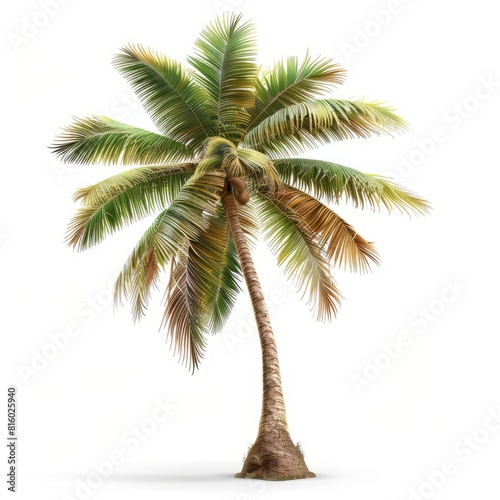 Crown of a palm tree of coconut isolated on white background