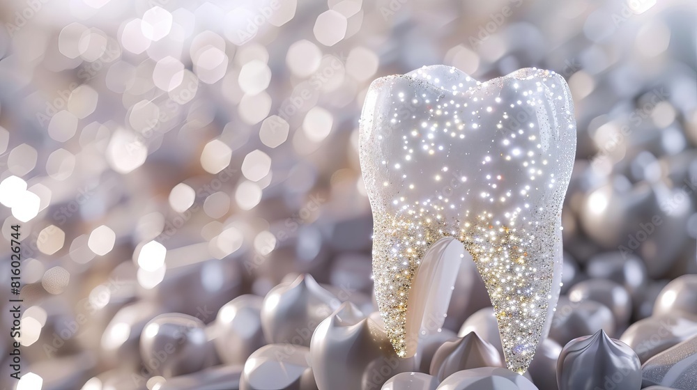 sparkling tooth and jewelry concept dental health and decoration sparkling tooth and jewelry concept dental health and decoration