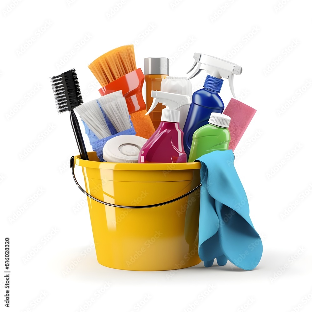 bucket with cleaning supplies Generative AI bucket with cleaning supplies Generative AI
