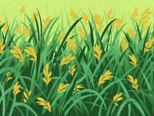 Grass blades flat design top view spring meadow theme animation Complementary Color Scheme