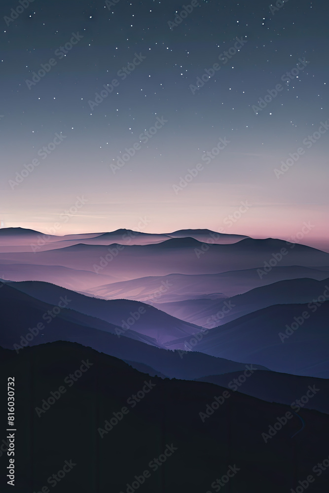a night scene with mountains