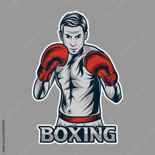 Boxing Vector Logo, Kick Boxing Illustration Graphic