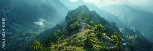 Mountainous landscape of high mountain slope close up realistic nature and landscape #816033517