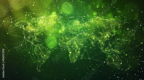vibrant green world map showcasing global connectivity and environmental awareness