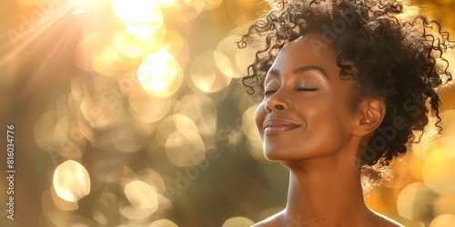 Embracing Joy: A Black Woman's Radiant Positivity in the Sunshine. Concept Black Woman, Positivity, Radiant, Sunshine, Joy