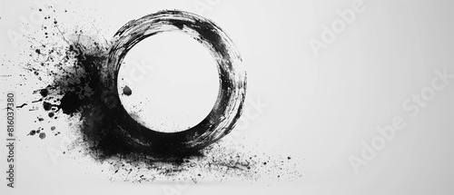 Japanese Enso zen circle, painted with black ink, on a clean white background 8K , high-resolution, ultra HD,up32K HD