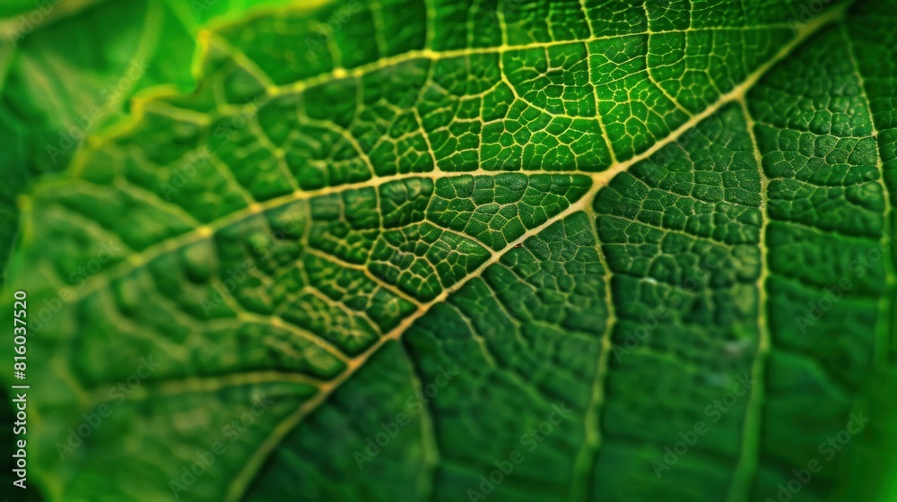 Macro photography of organic texture of green leaf, background with closed up detailed natural plant structure, AI generated image Macro photography of organic texture of green leaf, background with closed up detailed natural plant structure, AI generated image