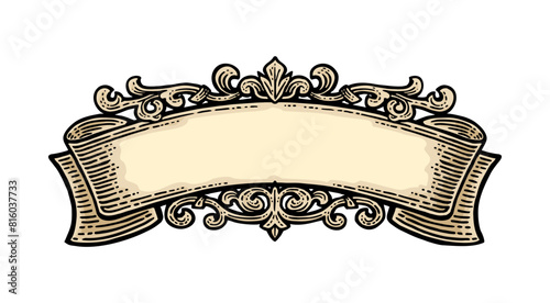 Ribbon isolated on white background. Vector color vintage engraving illustration © MoreVector