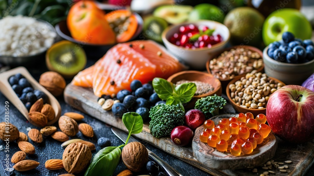 Selection of food that is good for the heart. Generative Ai Selection of food that is good for the heart. Generative Ai