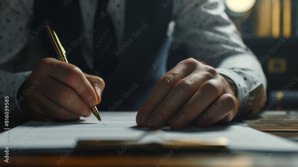 Businessman signing an important contract Businessman signing an important contract