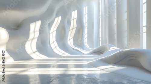 3d Dynamic Patterns of Light and Shadow Cast on Pristine Surfaces  Evoking Elegance