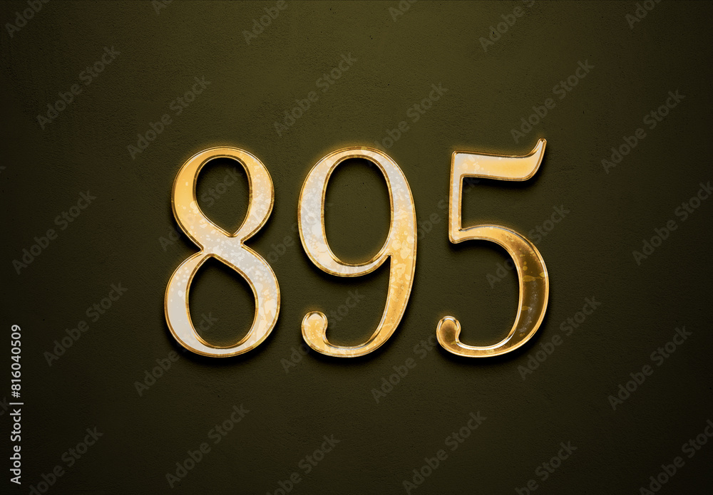 Old gold effect of 895 number with 3D glossy style Mockup. Old gold effect of 895 number with 3D glossy style Mockup.