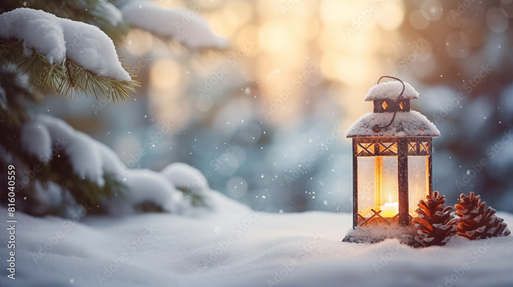 Christmas lantern in the snow Christmas lantern in the snow