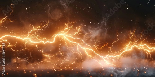 A flash of lightning and thunder spark on a transparent background. Modern lightning, electricity blast, or thunderbolt in the sky. Natural phenomenon of nerve cells or neural systems illustration