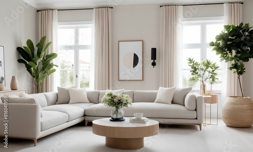 Scandinavian Living Room with Nordic Harmony and Minimalist Majesty © Rameezkrx